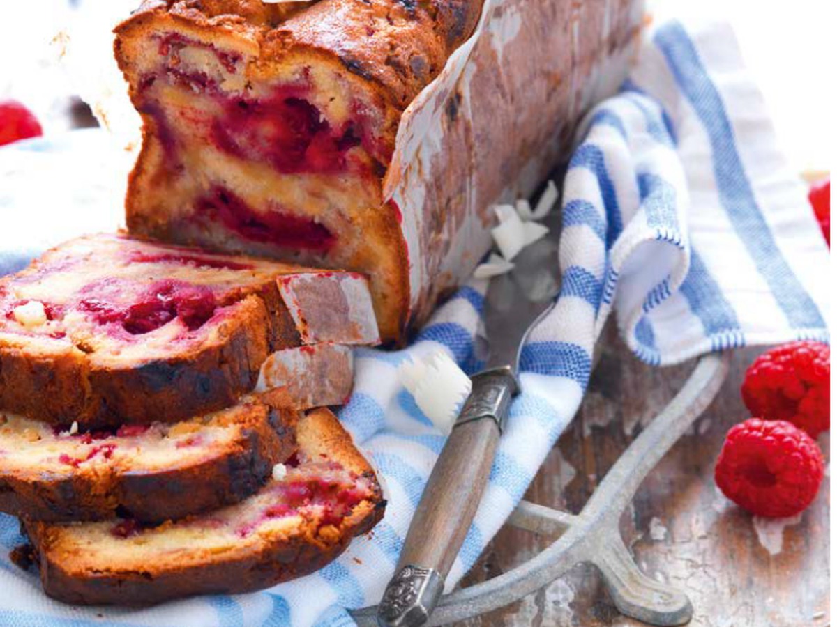 Cake framboise–chocolat blanc