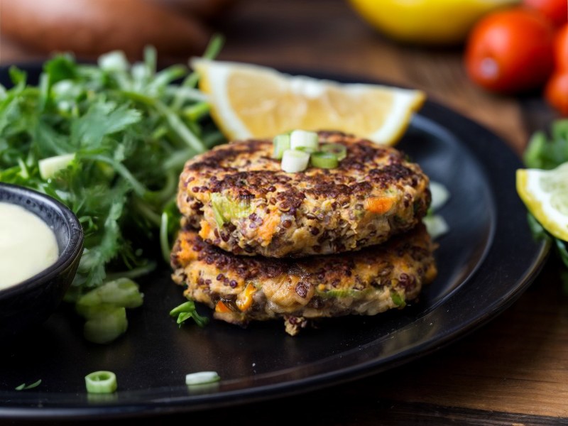 Galettes de quinoa rouge au saumon