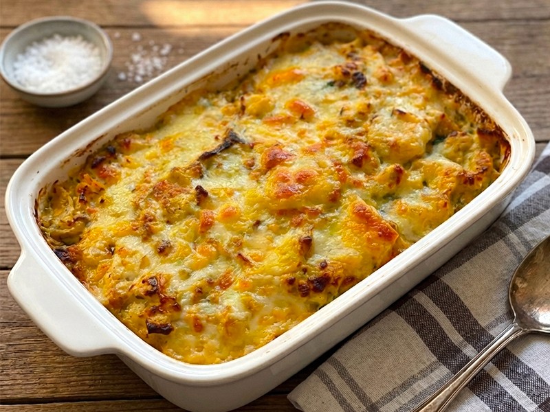 Gratin de poulet rôti et pommes de terre