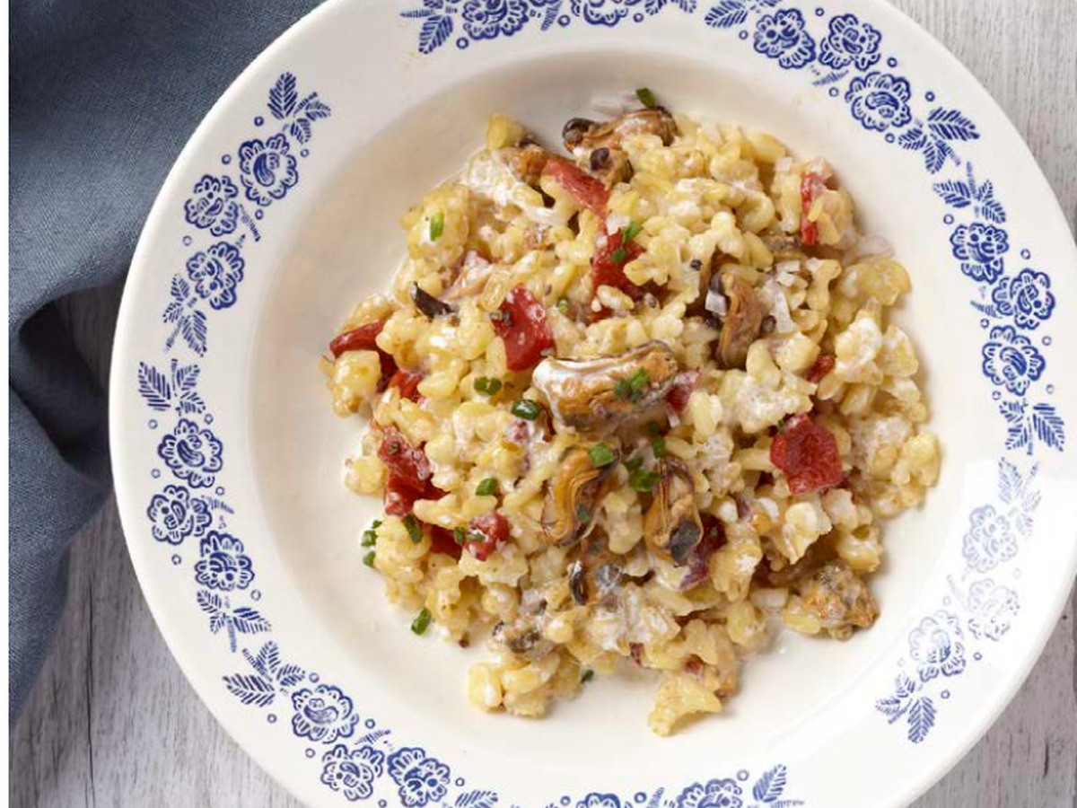 Risotto aux moules et poivrons grillés