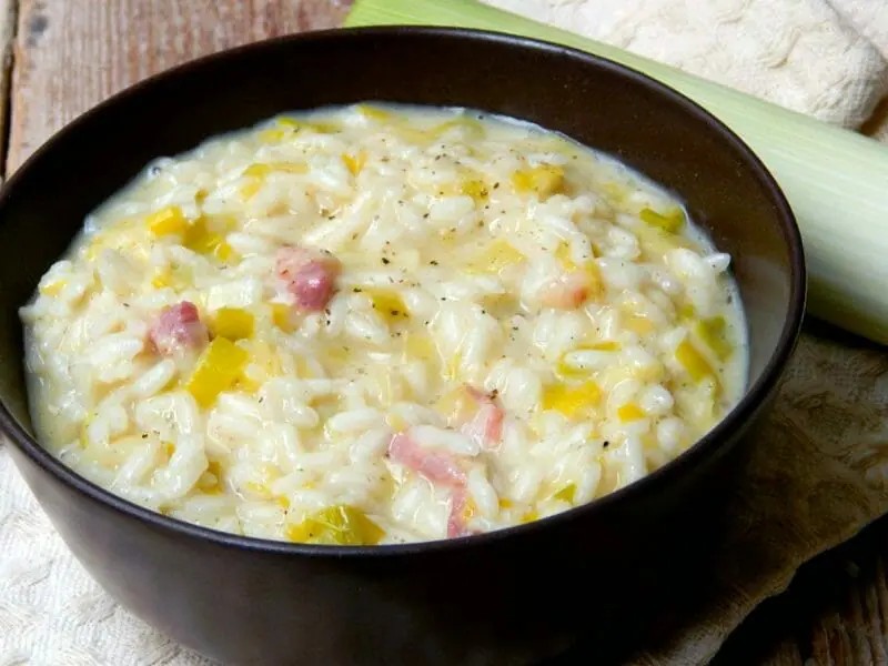 Risotto poireaux et lardons