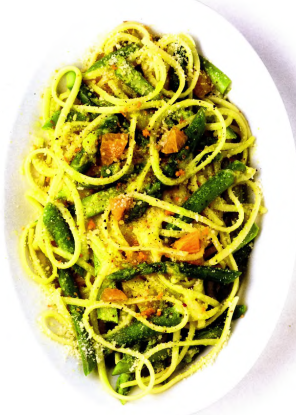 Spaghettis aux asperges et à l’orange
